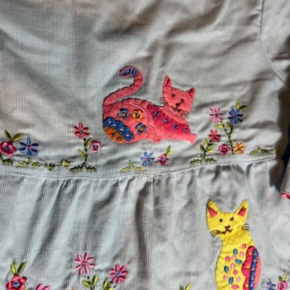 Cotton Kids Fine Wale Cord Kitty 3D Applique Dress, Sz 4T - Picture 4 of 6
